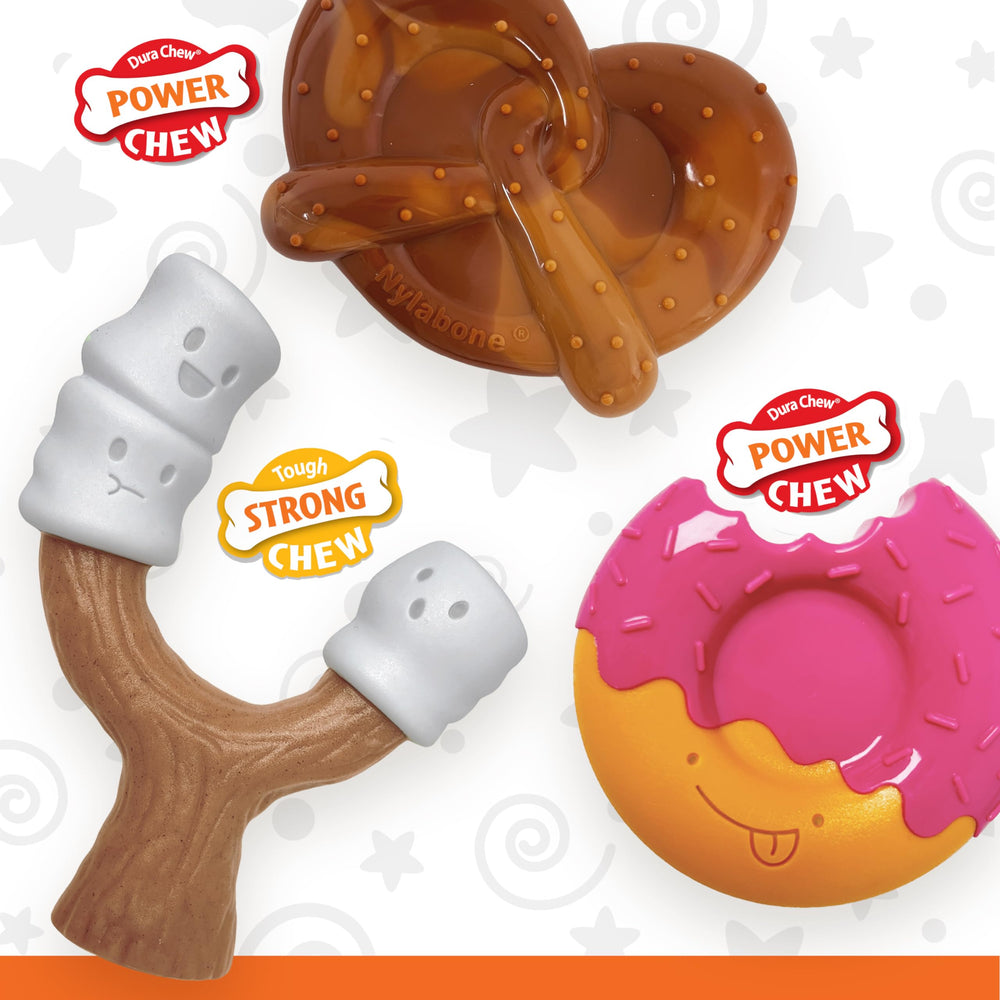 Nylabone Power Chew Bundle easy-to-hold pretzel chew toy for big dogs