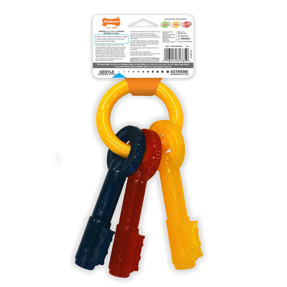 Nylabone Puppy Chew Key Ring Toy safe, supervised use for teething puppies