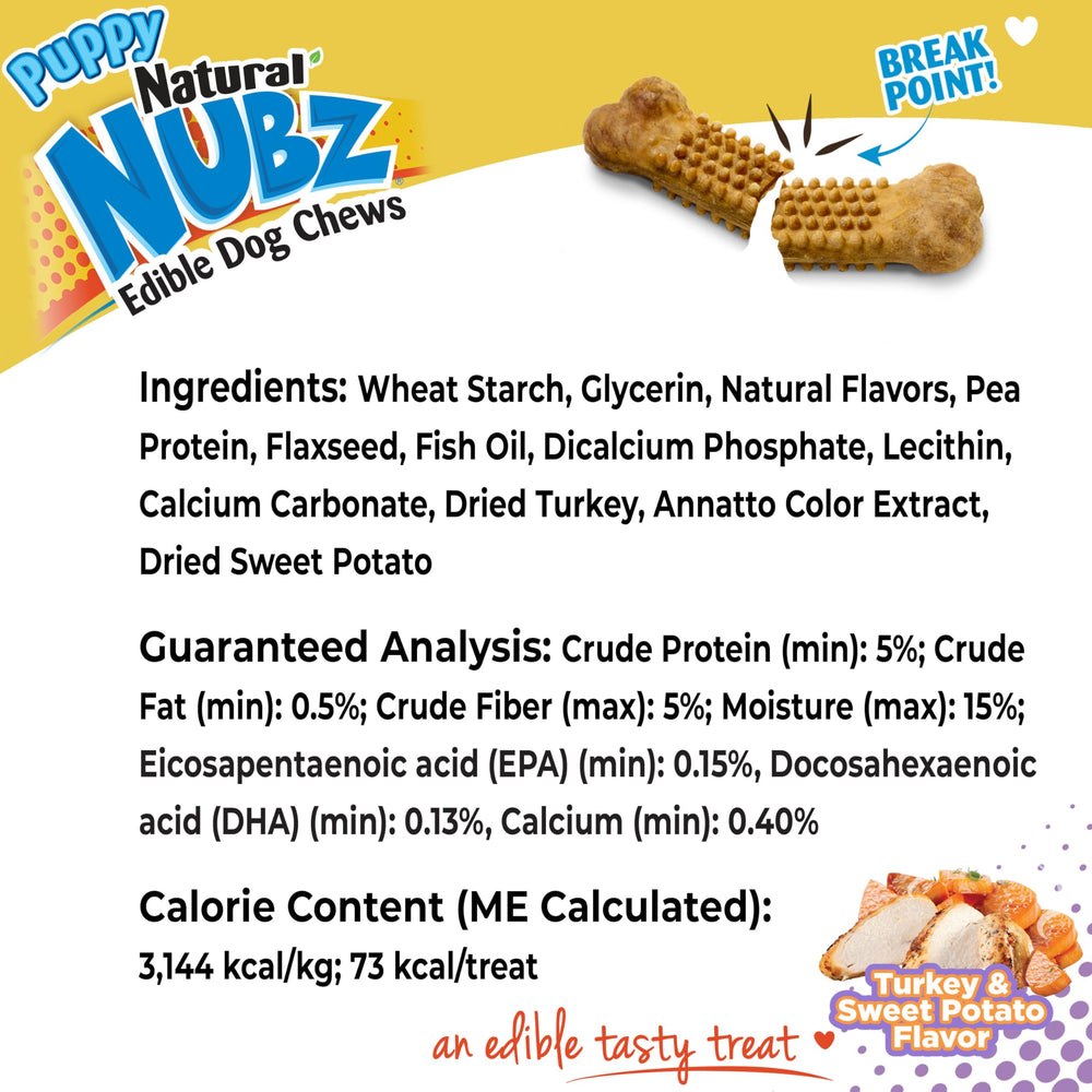Nylabone Puppy Gift Box dental-friendly chews close-up