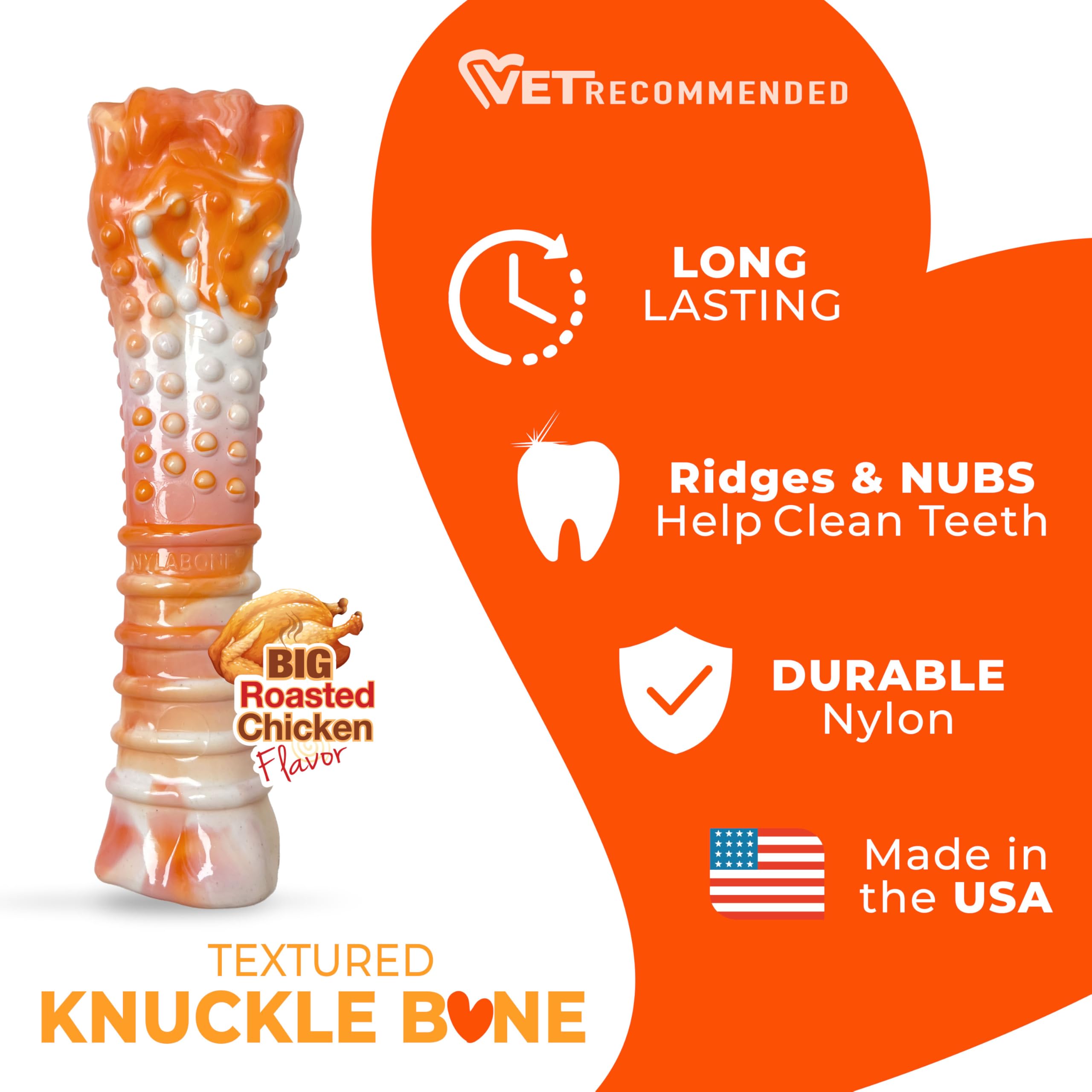 Nylabone roasted chicken flavor infused toy ideal for long-lasting chewing.
