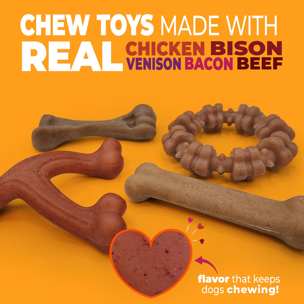 Nylabone textured ring chew with beef and chicken cleans teeth