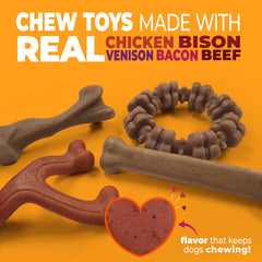 Nylabone textured ring toy with ridges for teeth cleaning during chew sessions