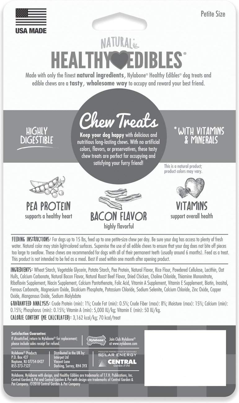 Three 8-count packs of Bacon Flavor Chews for X-Small dogs