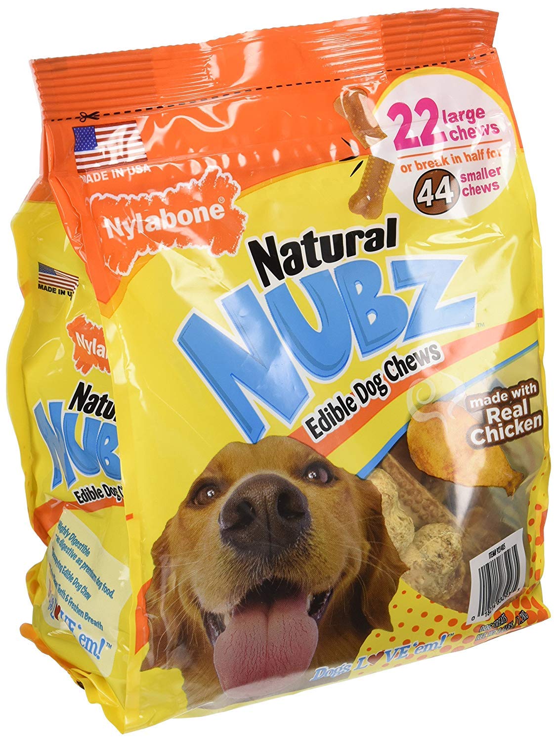 Nylabonee Natural Nubz 2-bag front view aids dental cleaning.