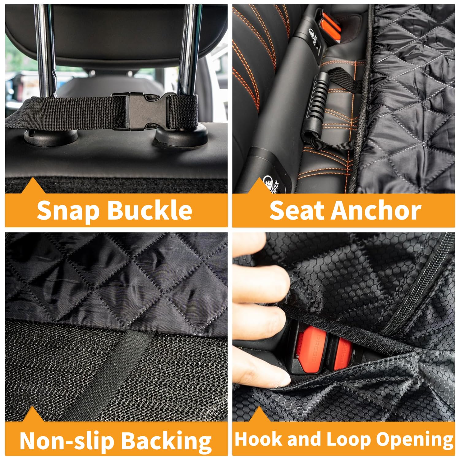 NYLSYT back seat cover easy-install with headrest buckles for quick setup.