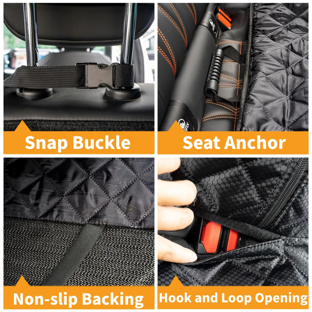 NYLSYT back seat cover easy-install with headrest buckles for quick setup.