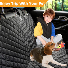 NYLSYT dog seat cover fabric highlights scratch-resistant material protecting car upholstery.