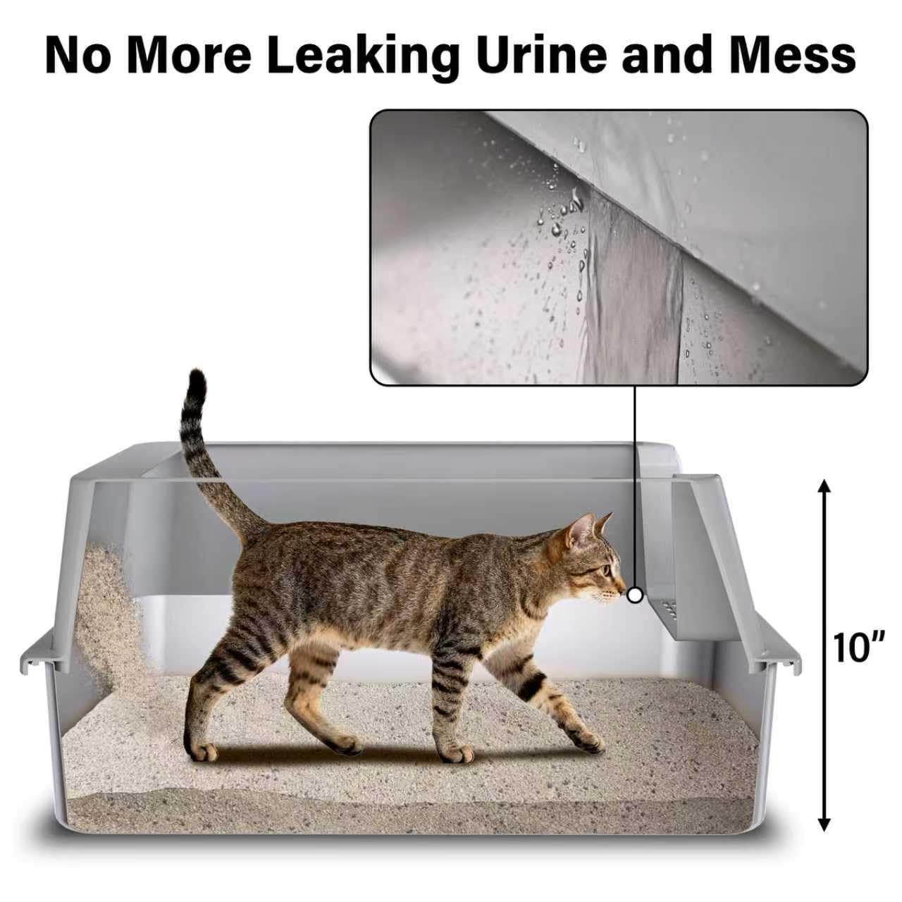 Nyutu anti-urine leakage lip directs liquid into the pan.