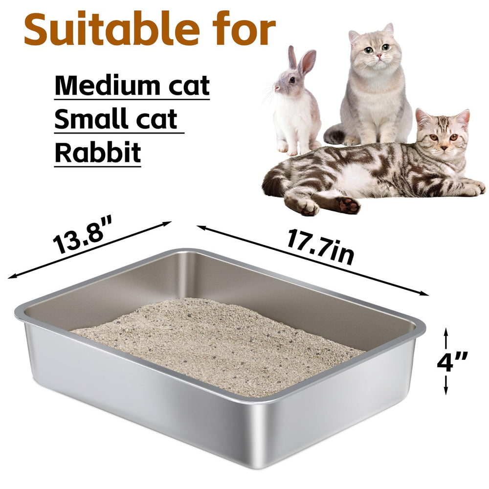 Nyutu litter box with four-inch high sides to reduce scatter