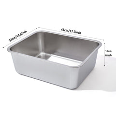 Nyutu stainless steel litter box high-sides design for mess prevention.