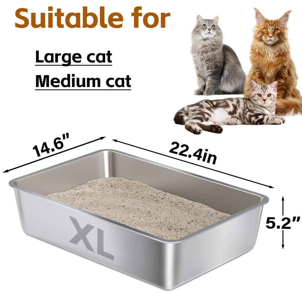 Nyutu XL litter box side view highlighting durable stainless steel build.