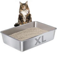 Nyutu XL stainless steel litter box top view showing open design for easy access.