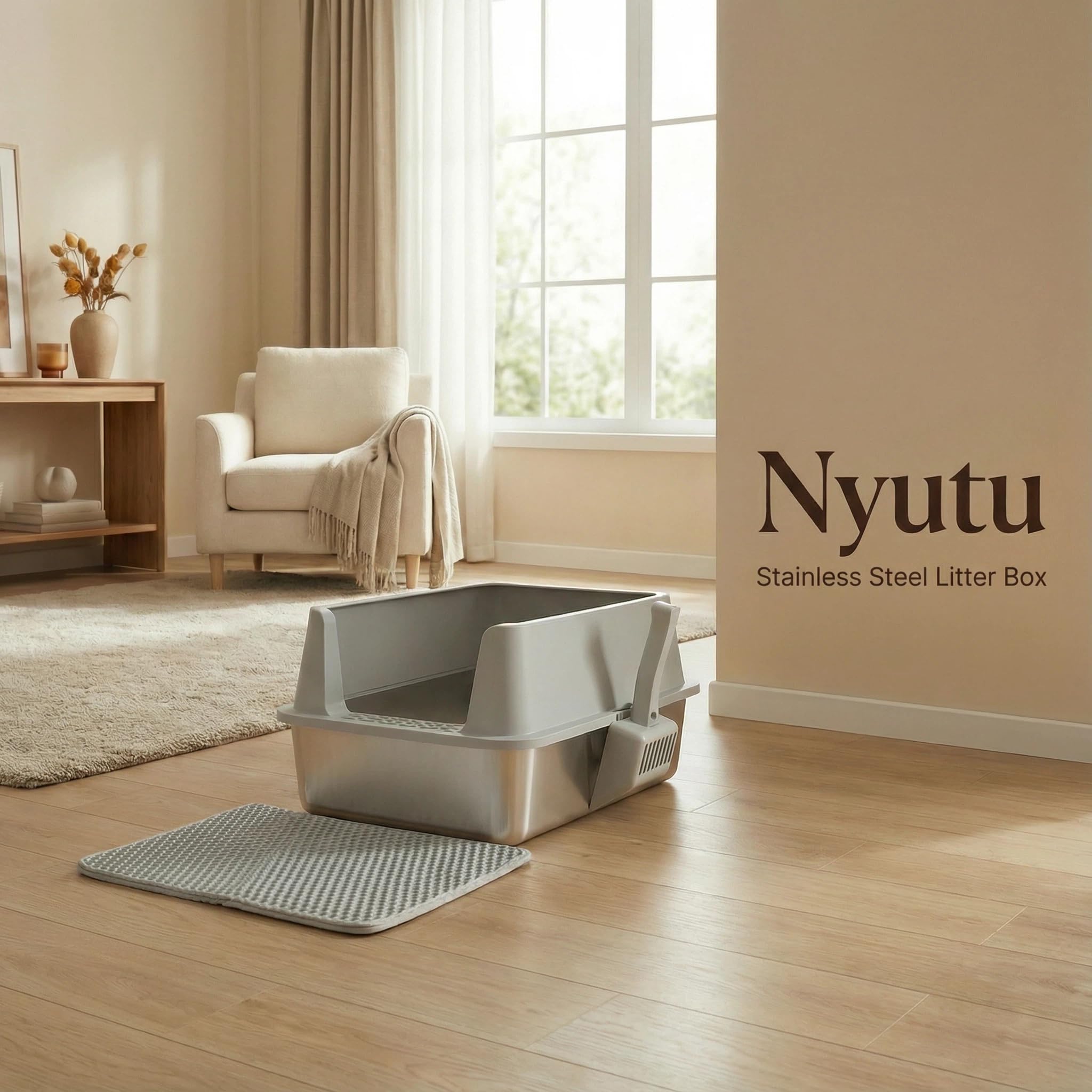Nyutu XL enables calm turning for big cats during litter use.