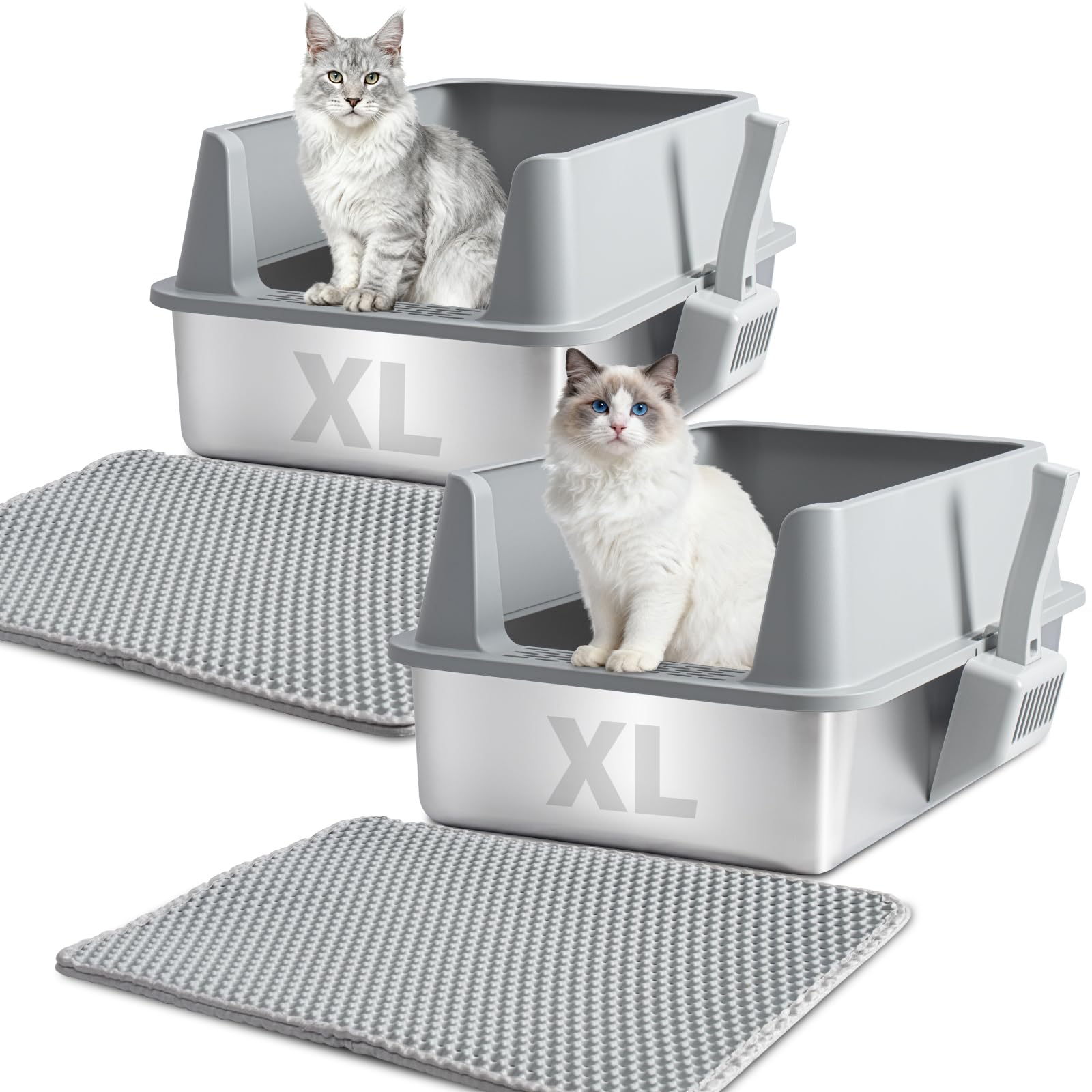 Nyutu XL stainless steel litter box with lid keeps mess contained and odors at bay