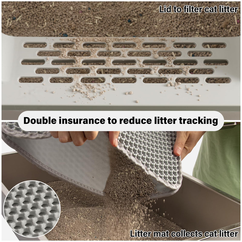 Nyutu XL litter box placed in an enclosure for flexible setup
