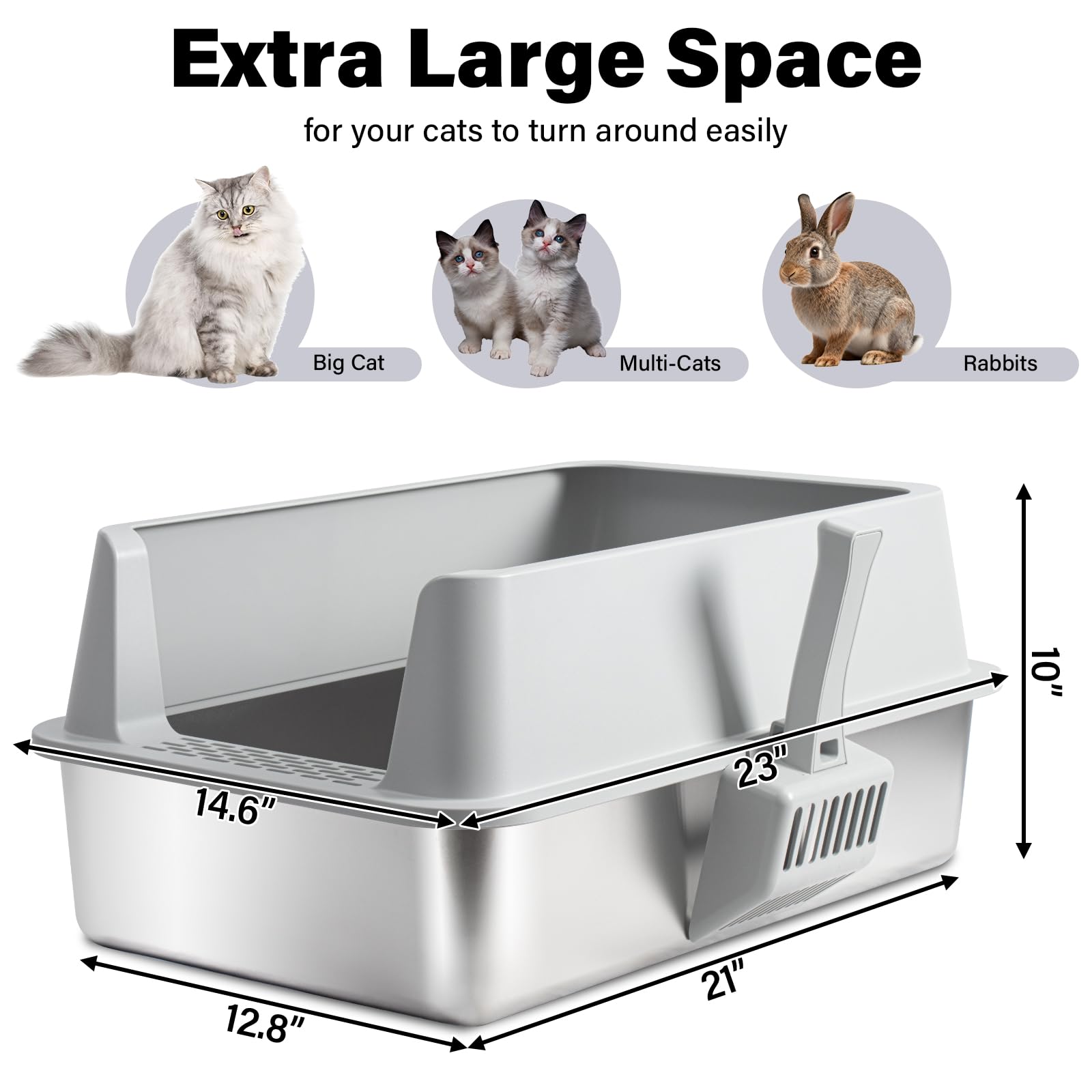 Nyutu XL stainless steel litter box mat protects floors during cleaning