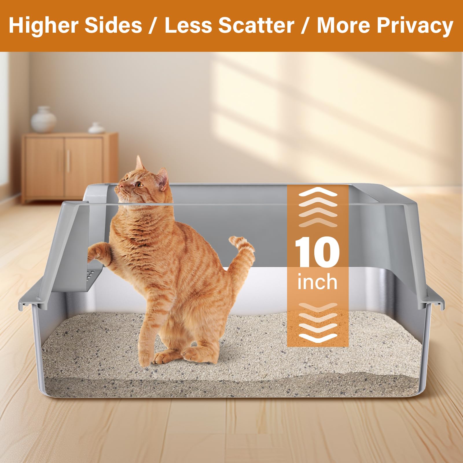 Nyutu XL stainless steel litter box scooper simplifies tidy litter transfers