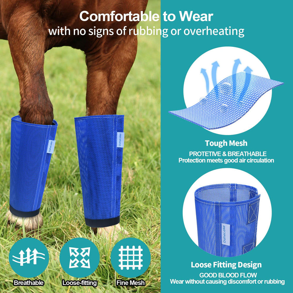 OAHELAKE ventilated horse leg wraps blue reduce rubbing and heat.