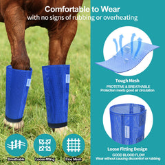 OAHELAKE ventilated horse leg wraps blue reduce rubbing and heat.