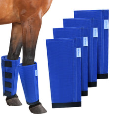 OAHELAKE mesh horse fly boots blue set of four for durable leg protection.
