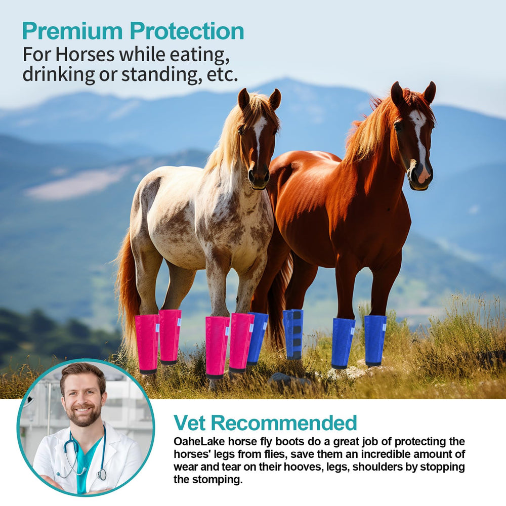 OAHELAKE universal-size blue boots fit most horses.
