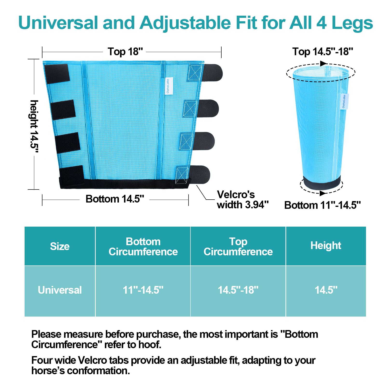 OAHELAKE universal size with four adjustable Velcro straps.