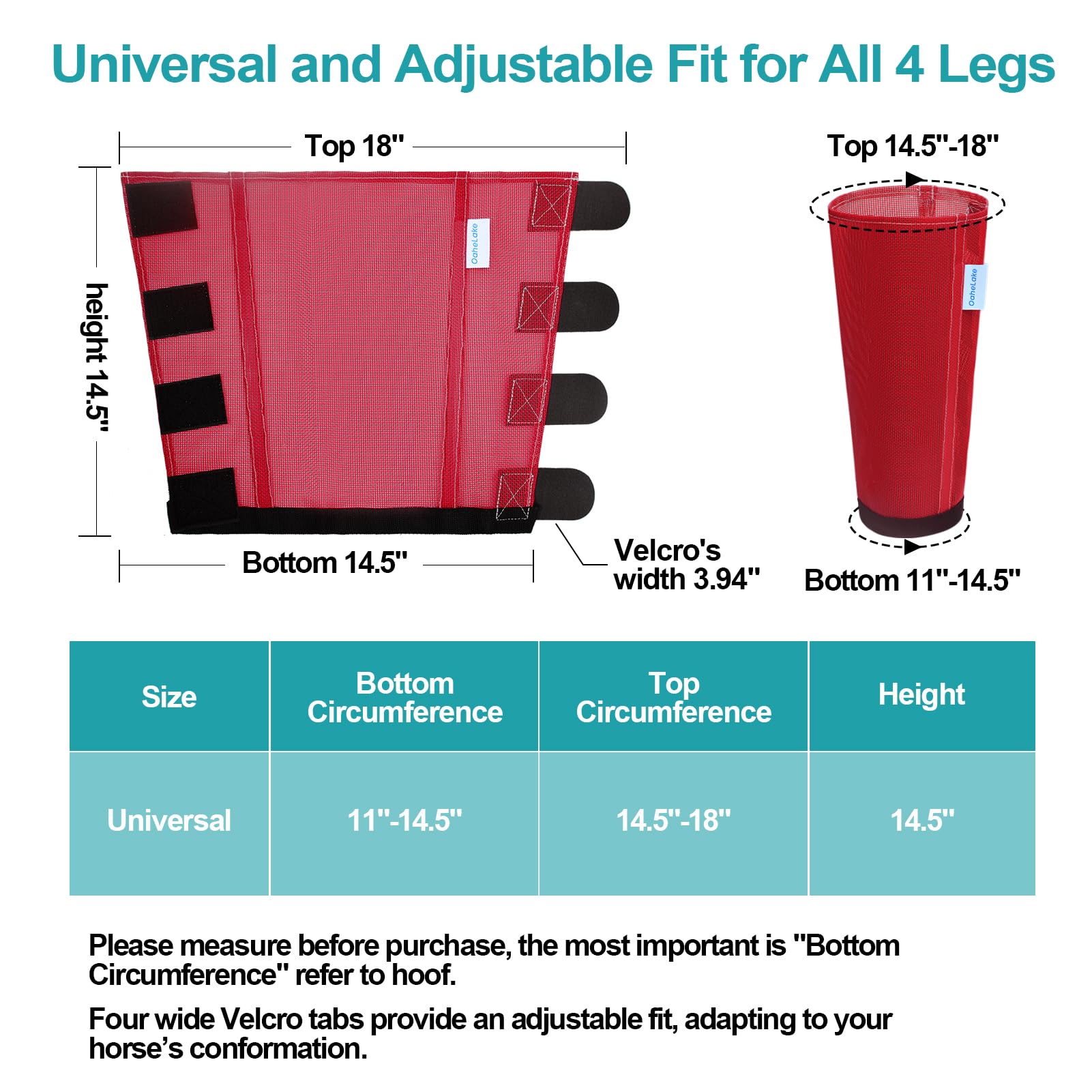 OAHELAKE universal size with four adjustable Velcro straps, available in eight colors