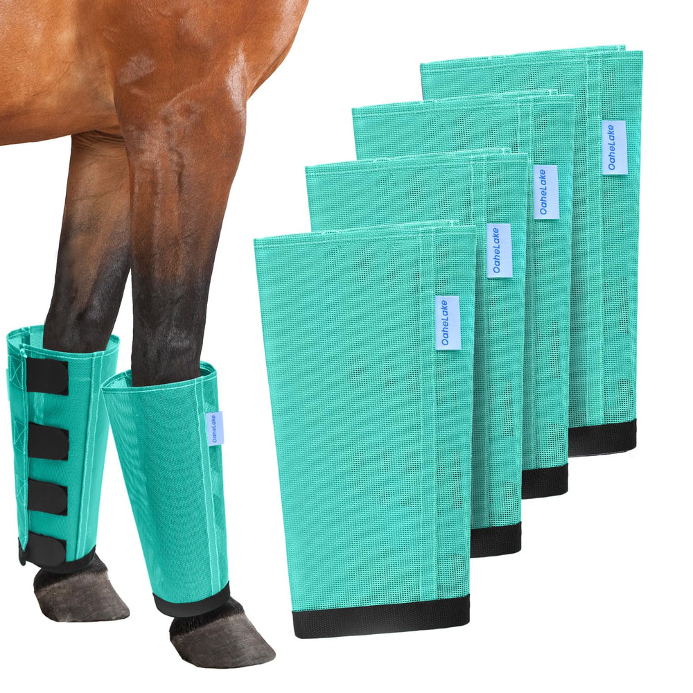 OAHELAKE mesh fly boots protect horses' legs during rides.