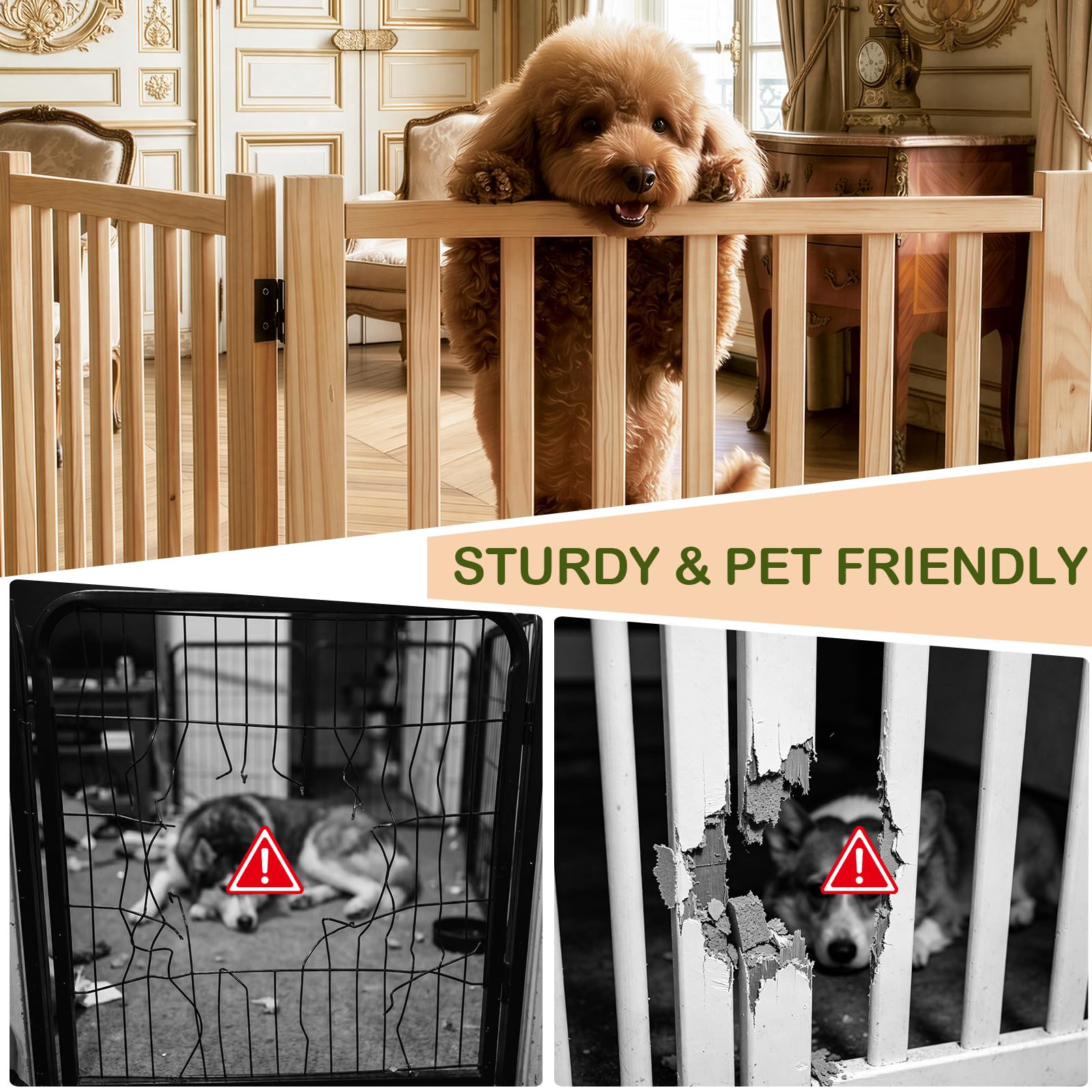 Oapety gate keeps pets contained while allowing supervised movement.