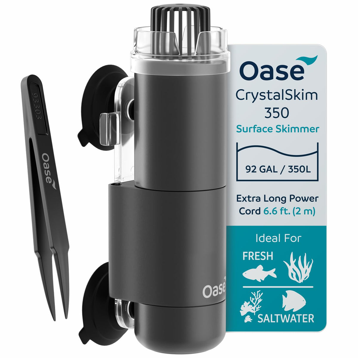 OASE CrystalSkim 350 surface-skimmer clears surface debris for clearer water.