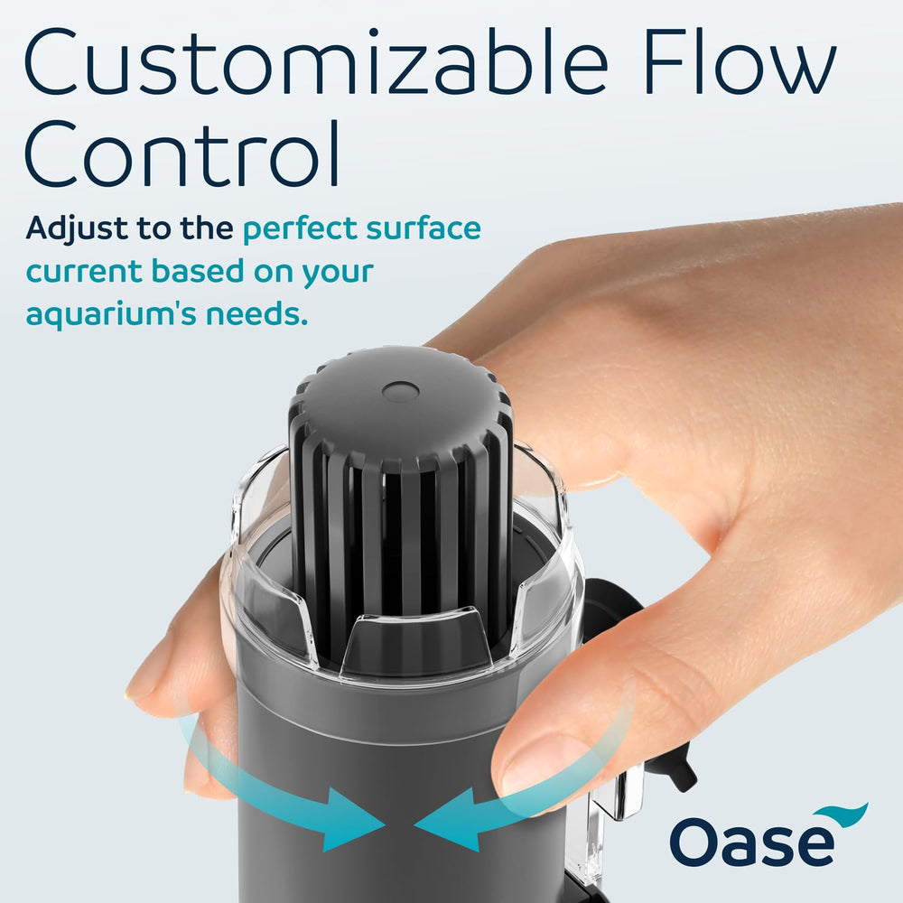 OASE CrystalSkim 600 features adjustable flow and floating ring for consistent surface cleaning.