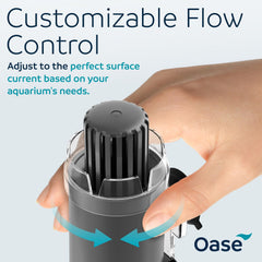 OASE CrystalSkim 600 features adjustable flow and floating ring for consistent surface cleaning.