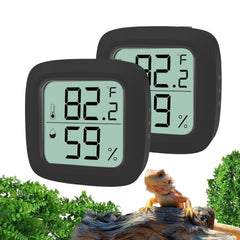Oasirep black two-pack thermometer hygrometer set for dual-zone monitoring in small vivariums.
