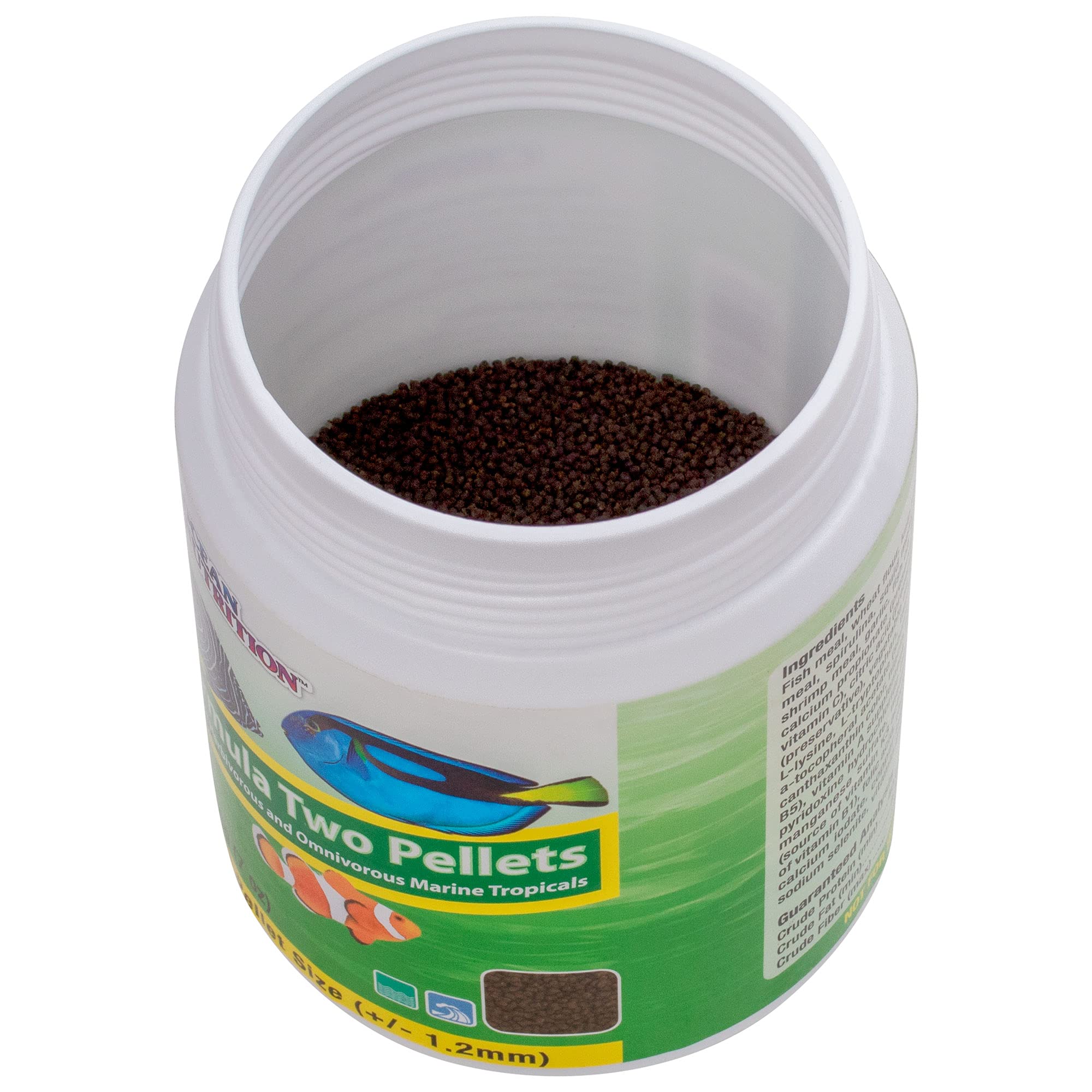 Herbivorous and omnivorous tropical fish fed Formula Two Pellets