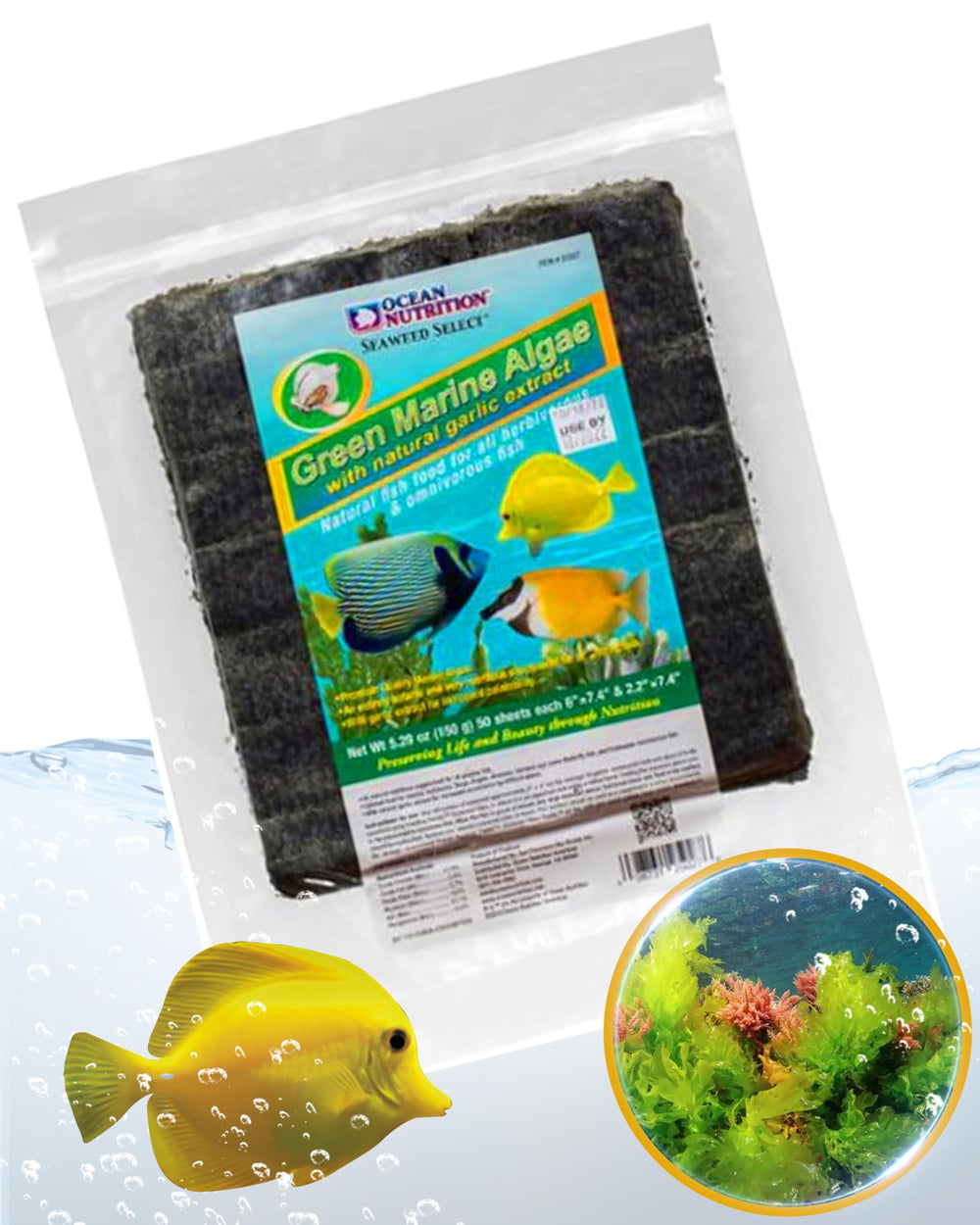 Ocean Nutrition Seaweed Select sheets stacked for easy herbivore feeding.