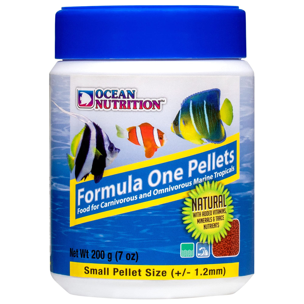 Ocean Nutrition tropical fish food with soft-moist pellets for easy sinking and balanced nutrition.