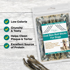 Ocean Tides single-ingredient cod skins for dogs—simple, natural treat with no fillers.