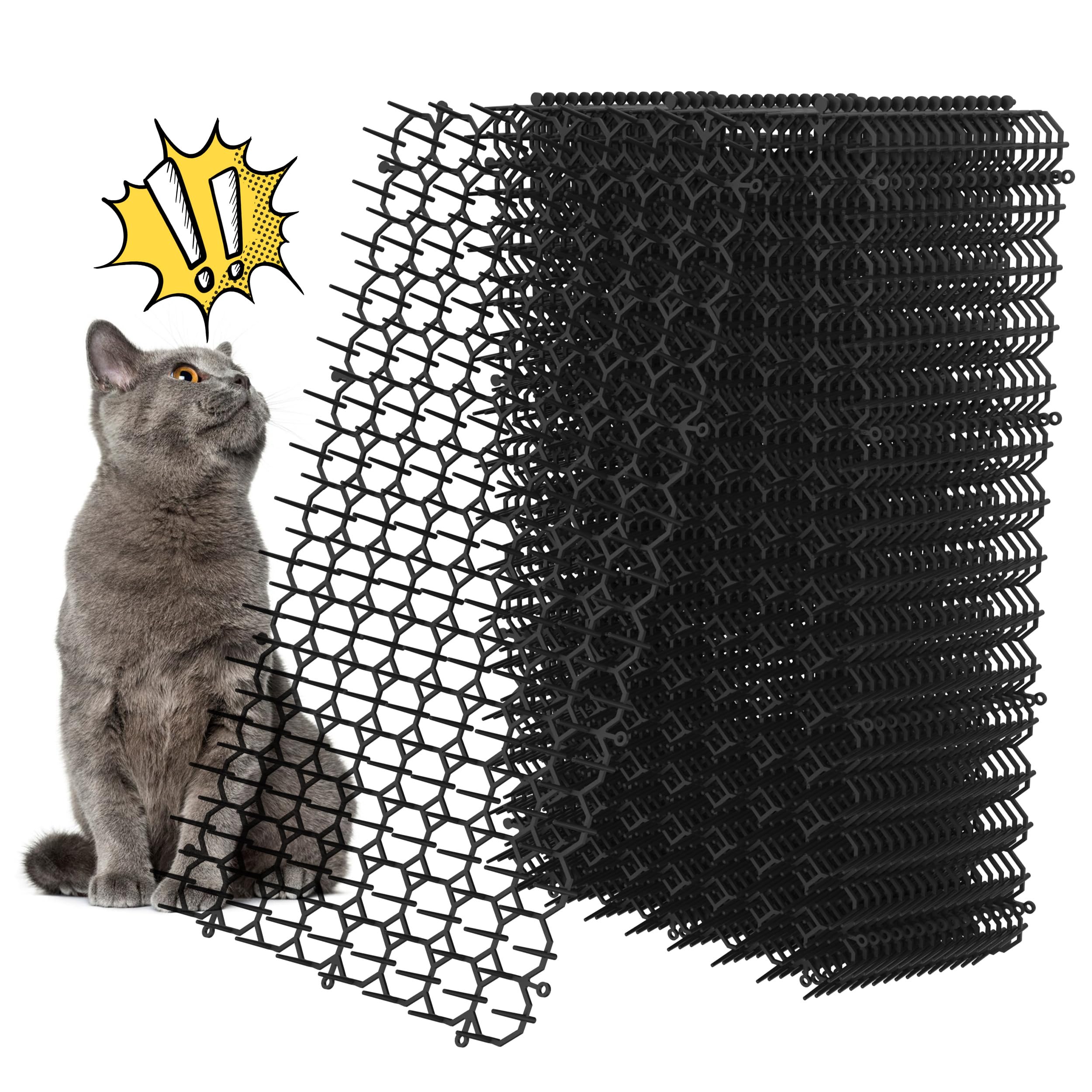 OceanPAX 16x8 cat scat mat outdoors with spikes deterring paws and digging.