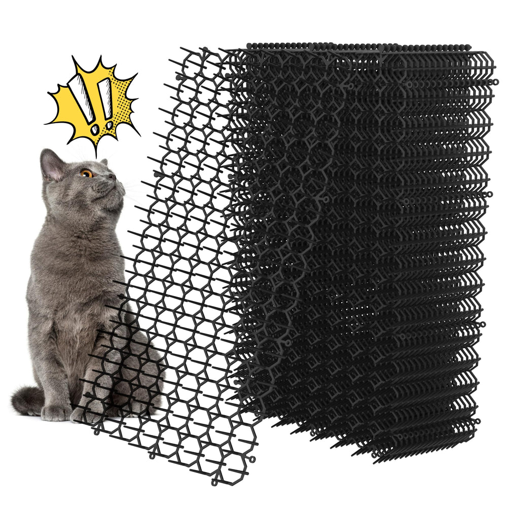 OceanPAX 16x8 cat scat mat outdoors with spikes deterring paws and digging.