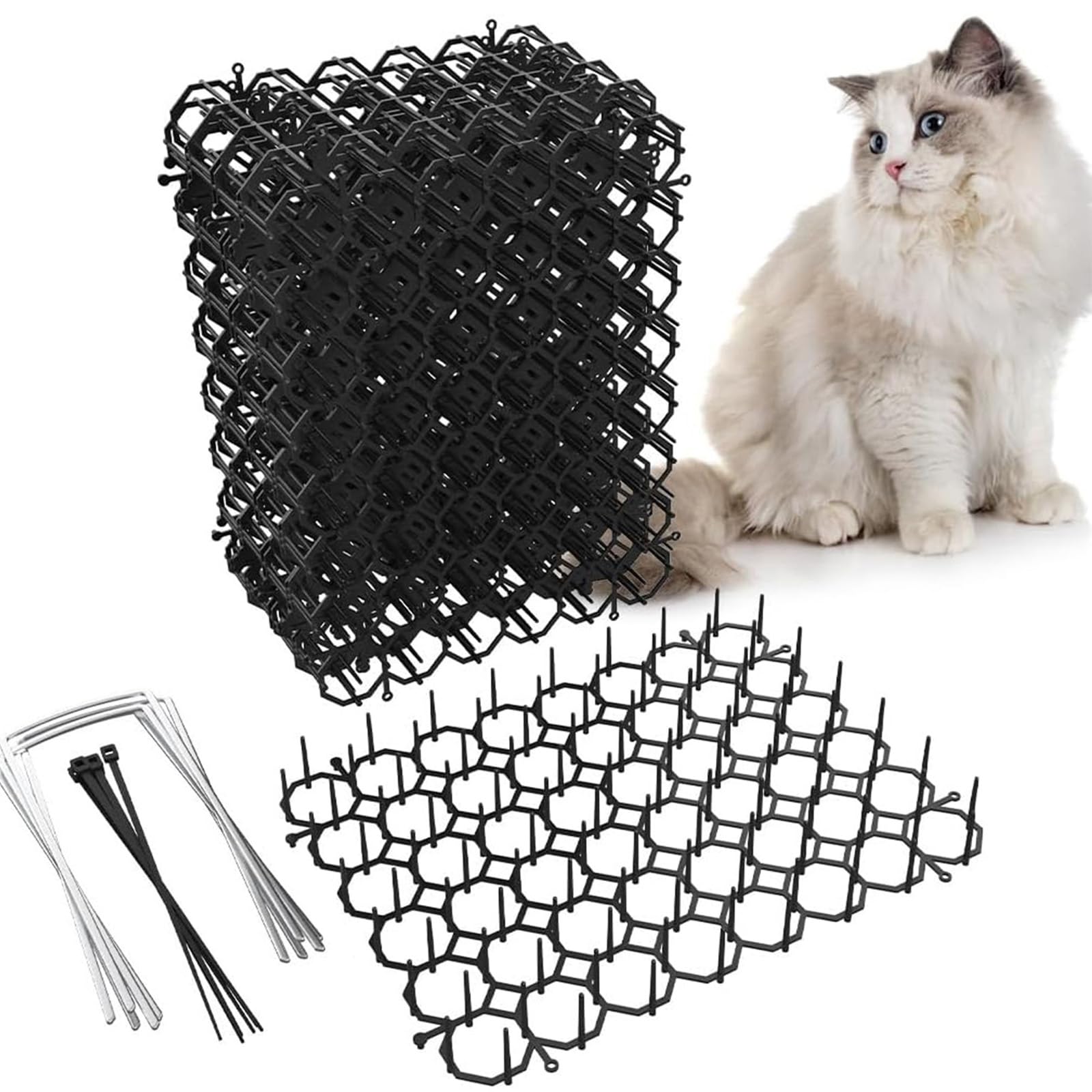 OCEANPAX cat scat mat on garden fence deters outdoor cat activity