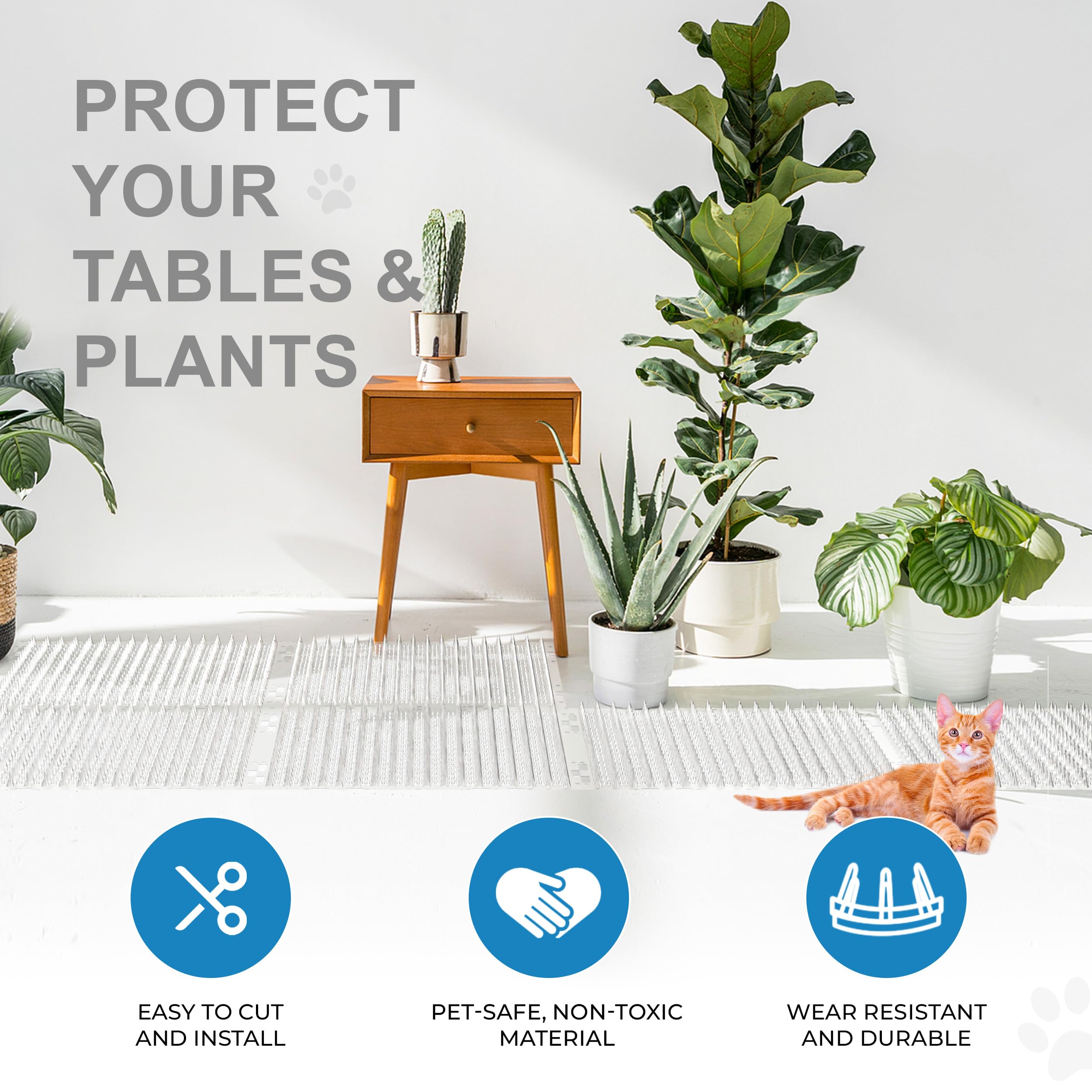 OCEANPAX clear cat mat on window sill blends with decor while deterring pawing.
