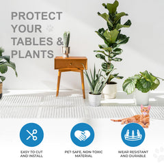 OCEANPAX clear cat mat on window sill blends with decor while deterring pawing.