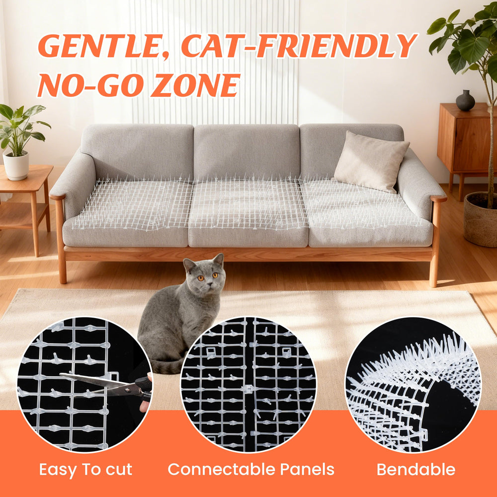 OCEANPAX clear deterrent mat on windowsill keeps paws away without clutter.