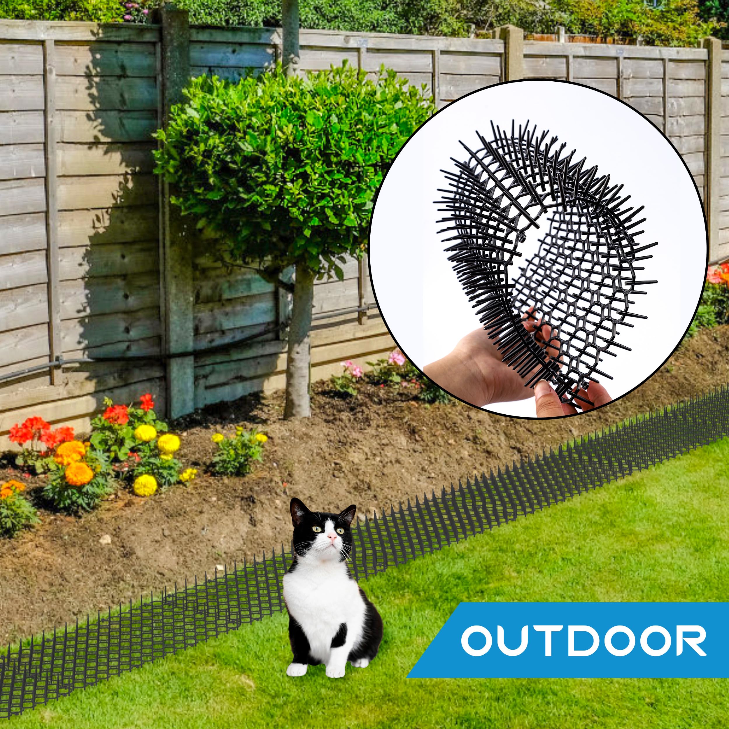 Flower bed protection with flexible placement.