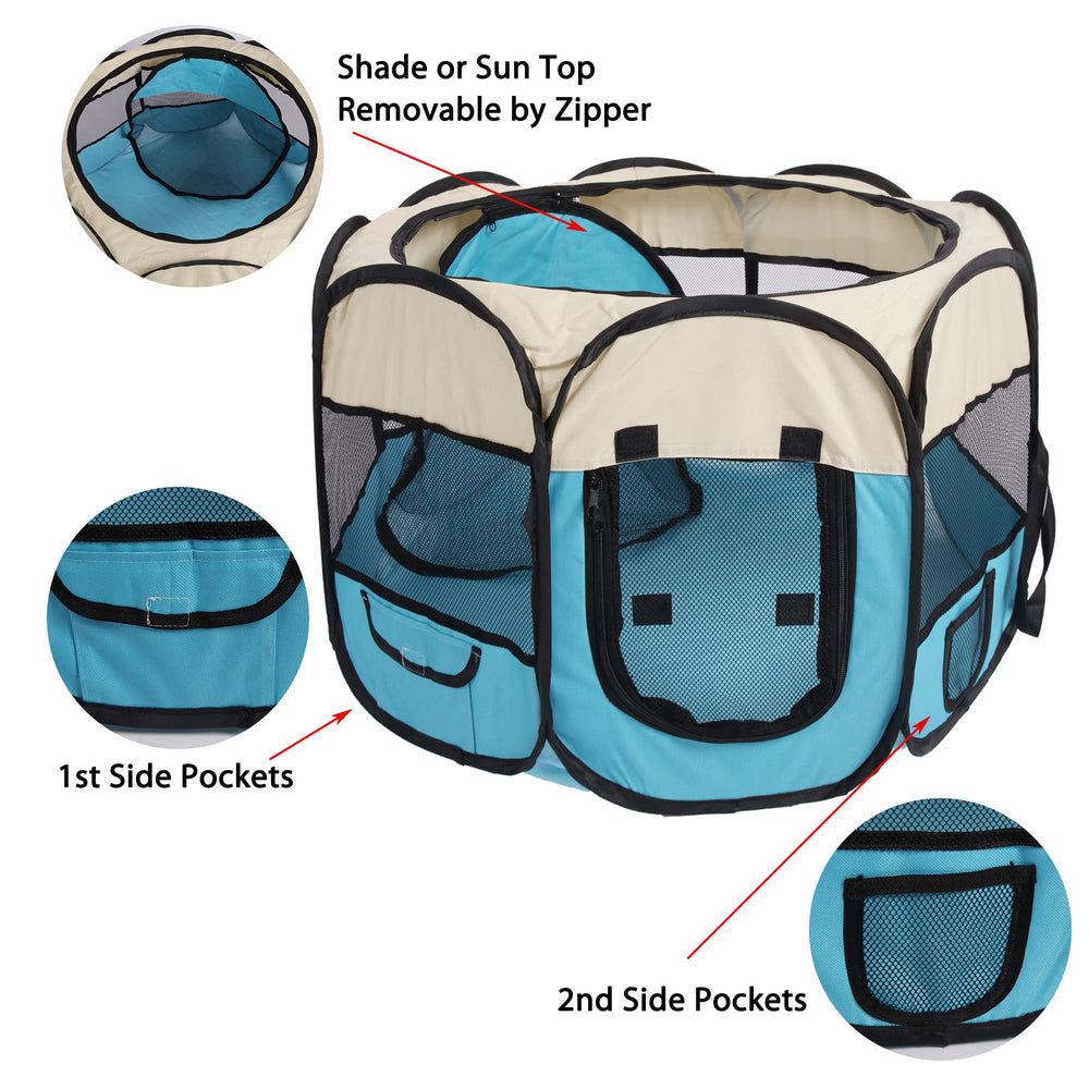 OceeK pet playpen door zipper demonstrates easy access for pets.