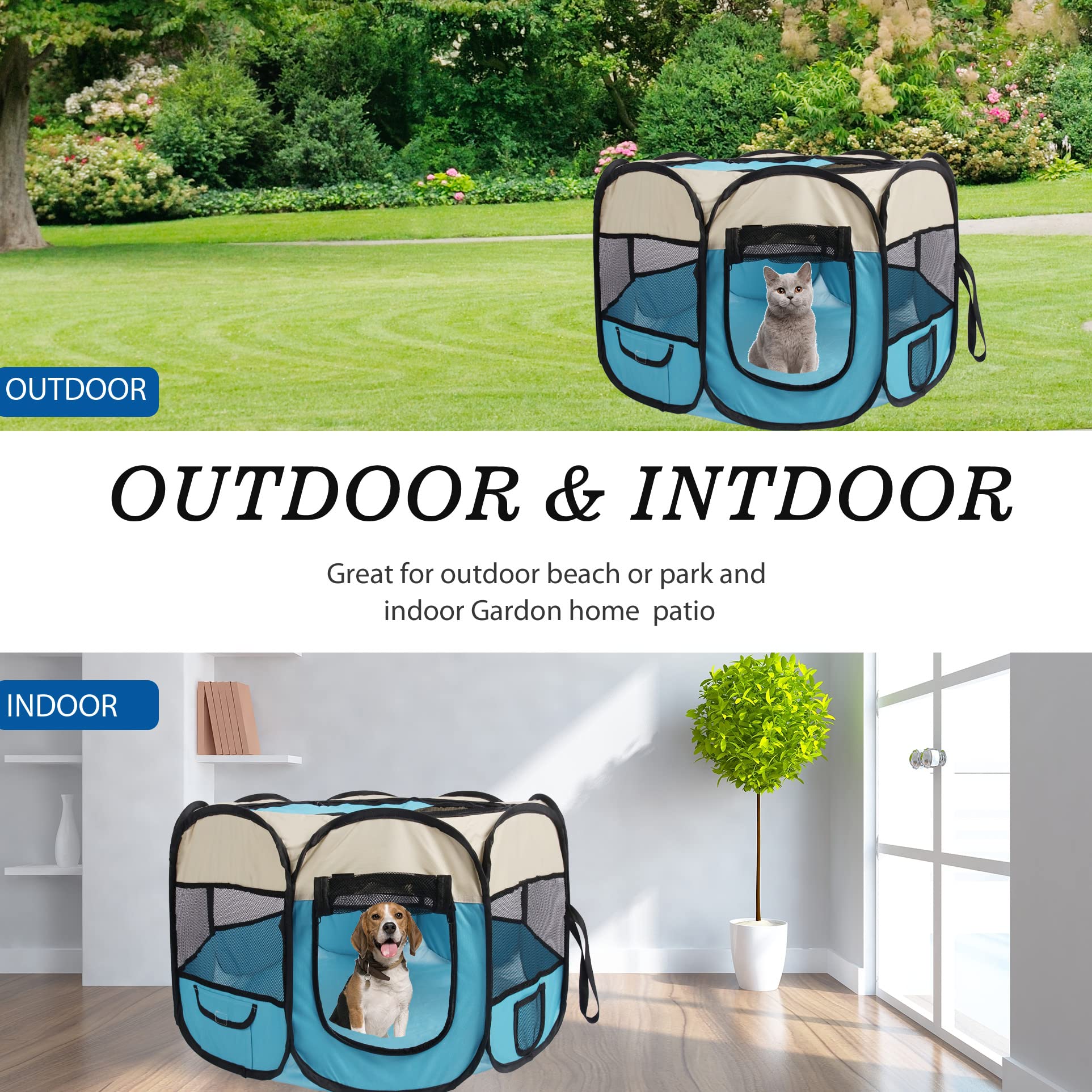 OceeK pet playpen top ventilation zipper emphasizes enhanced airflow.