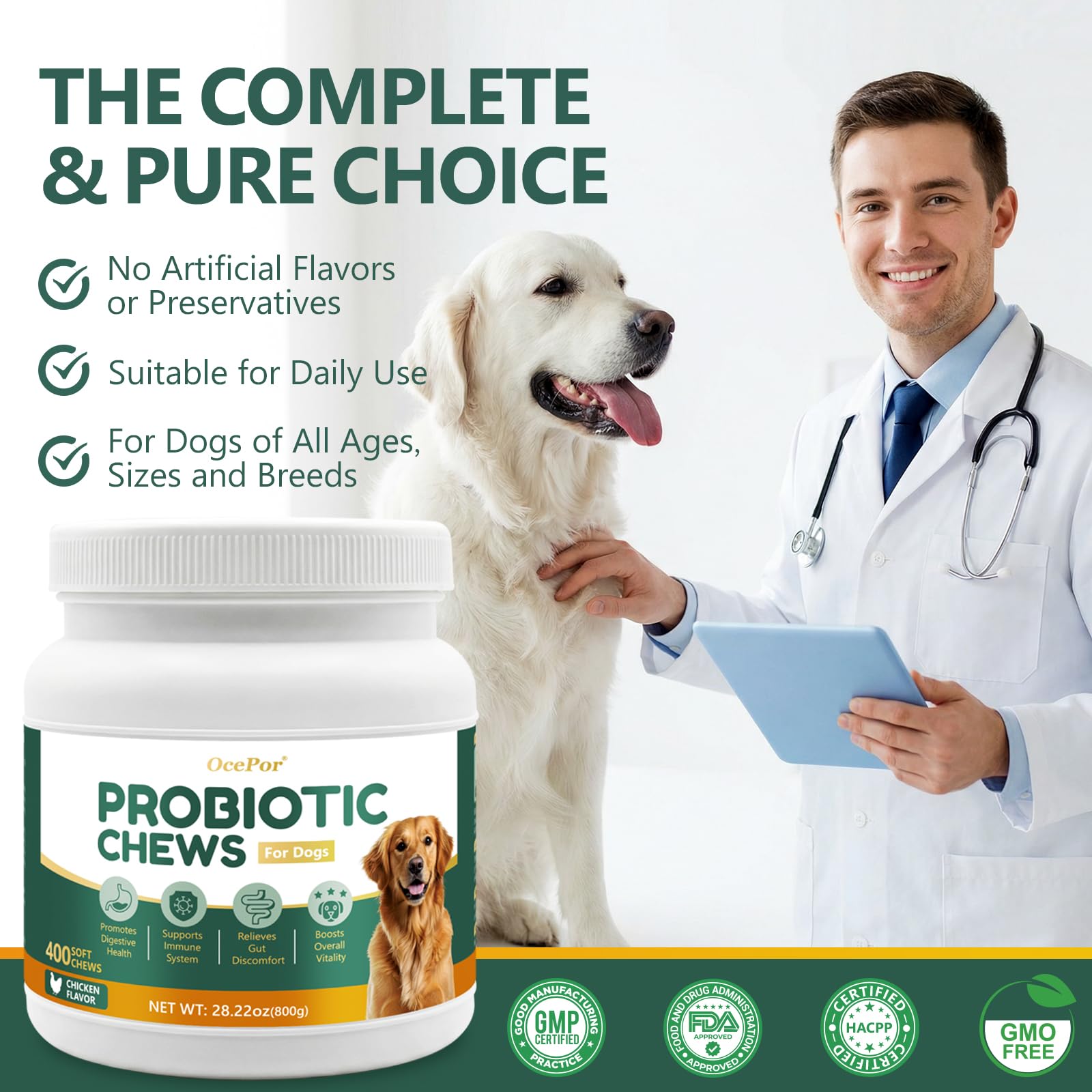 OcePor probiotics for dogs may support yeast-related skin comfort.