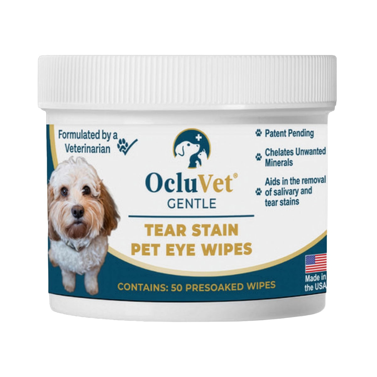 OcluVet Tear Stain Wipes packaging ready for daily care and easy use.