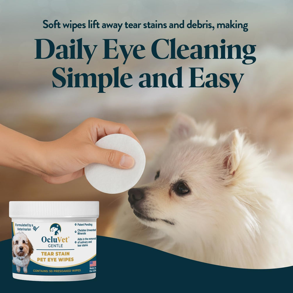 OcluVet Tear Stain Wipes texture close-up with soft, gentle fibers.