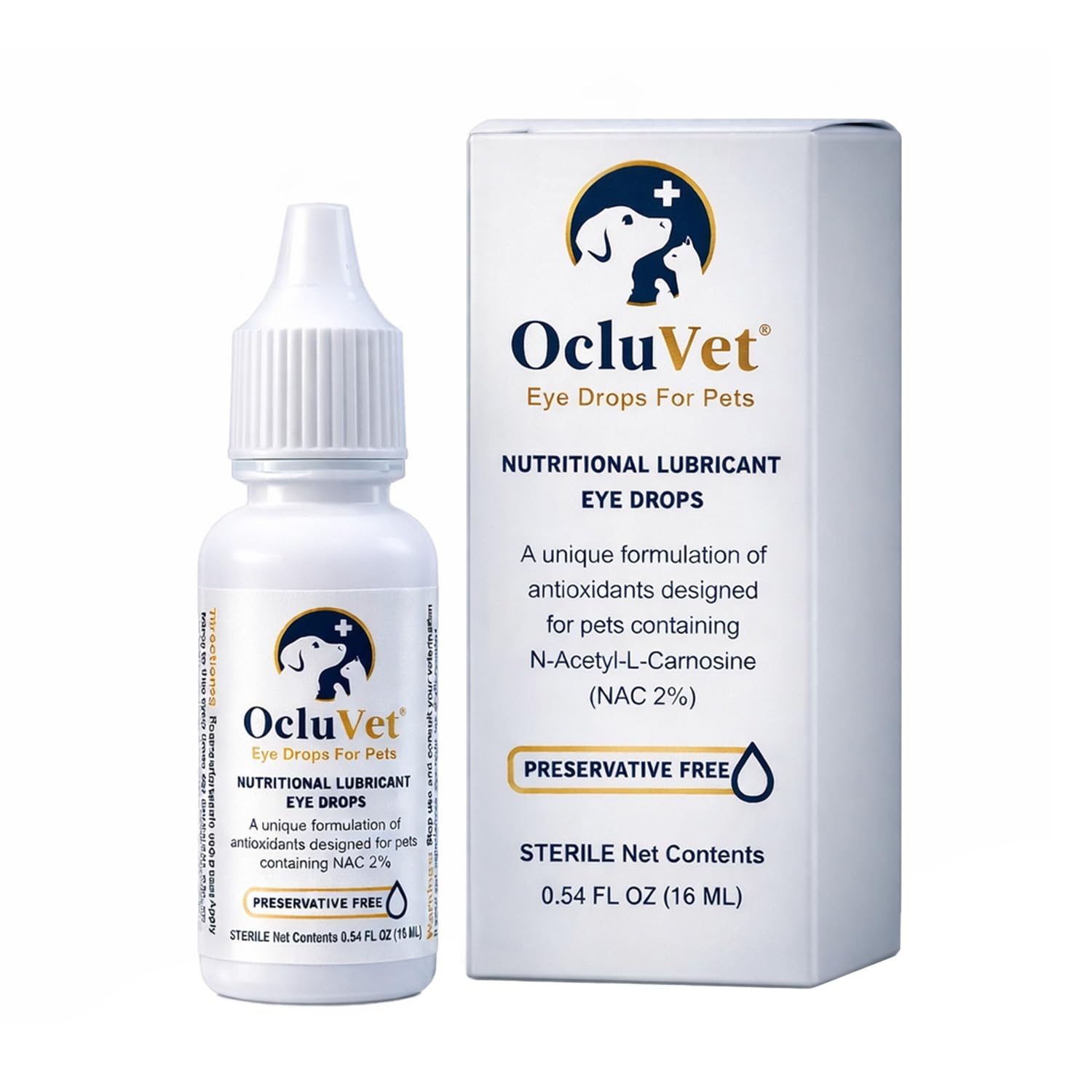 OcluVet Eye Drops bottle close-up for pet eye care and daily comfort.